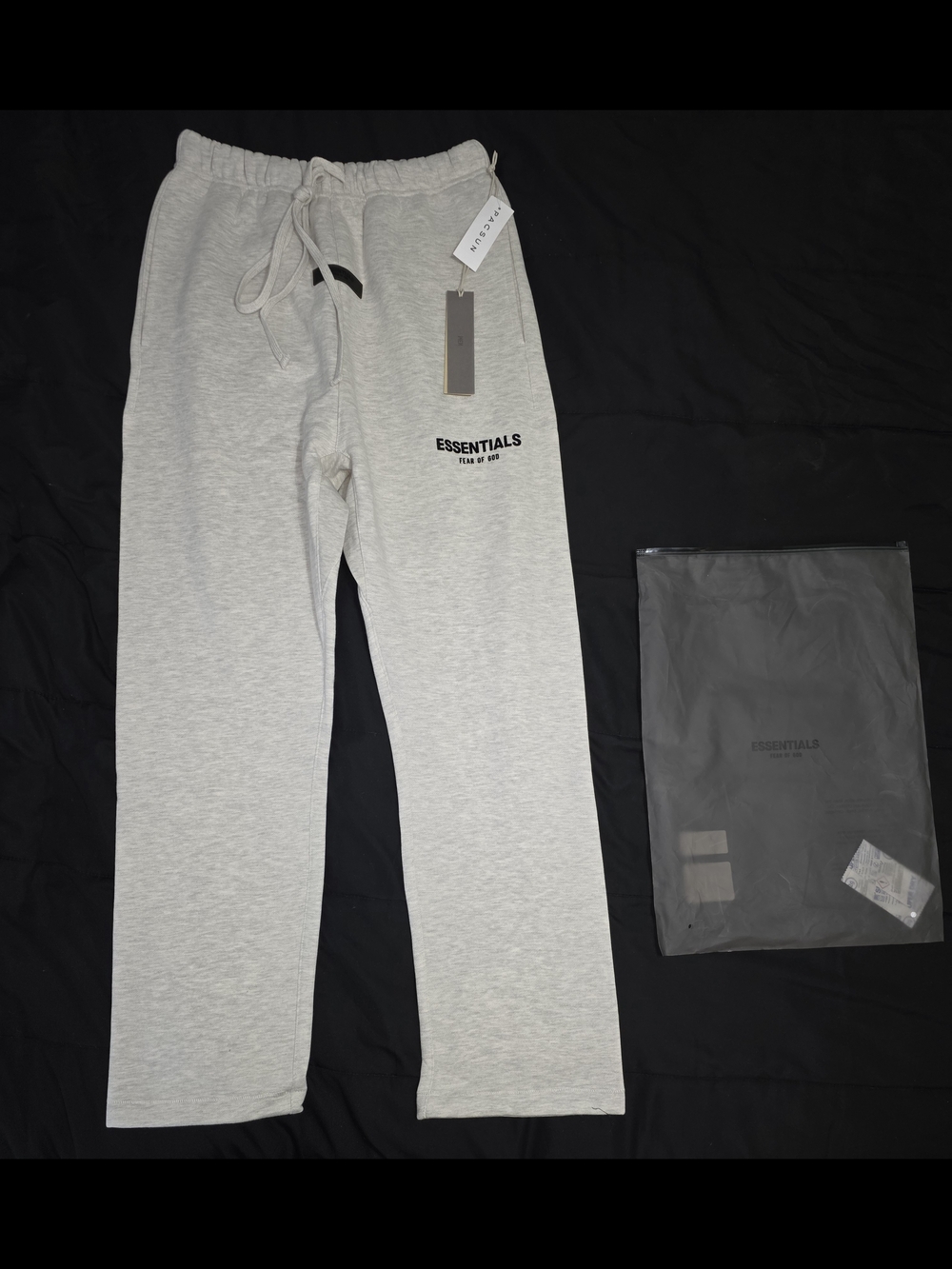 Essentials Heather Gray Sweatpants with Black Logo